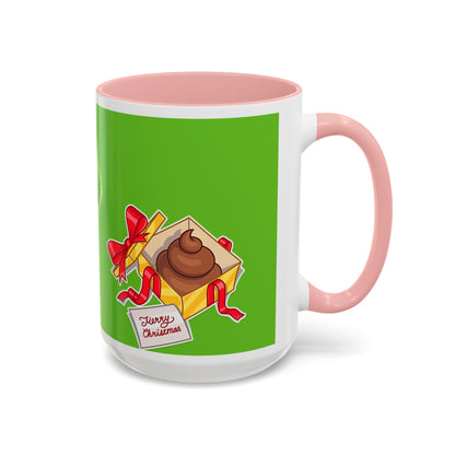 Grinch Character with Poop Present Mug | Accent Coffee Mug