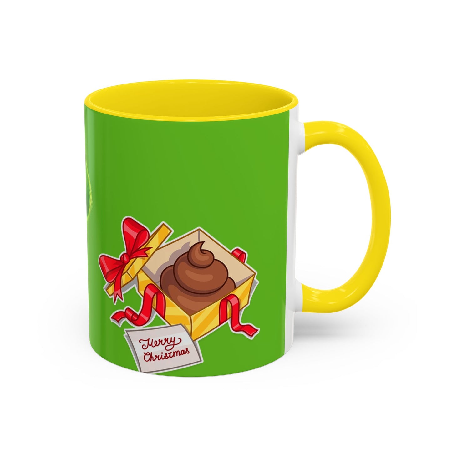 Grinch Character with Poop Present Mug | Accent Coffee Mug