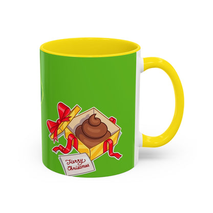 Grinch Character with Poop Present Mug | Accent Coffee Mug