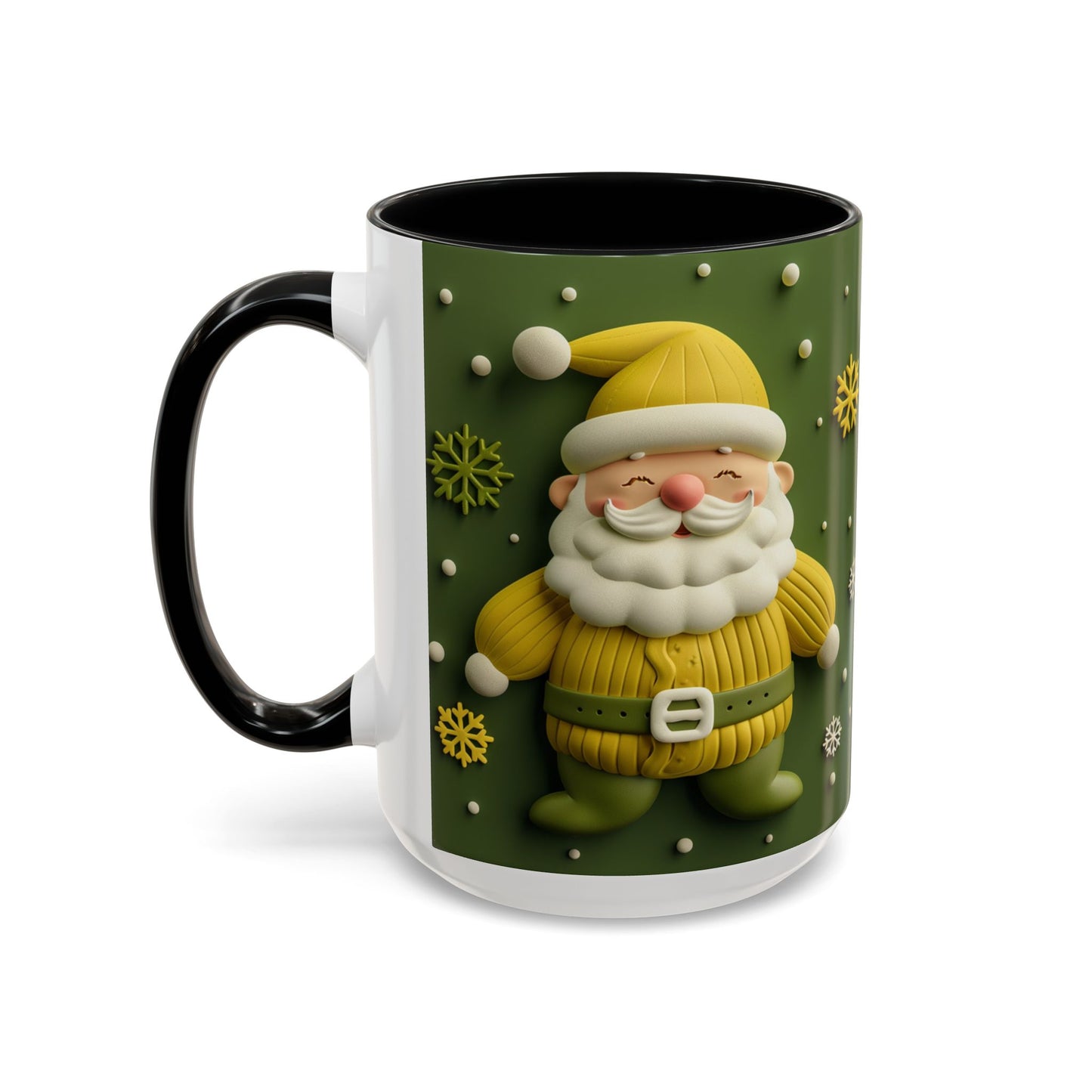 Yellow Santa Holiday Mug | Christmas Accent Coffee Mug (11,15oz)