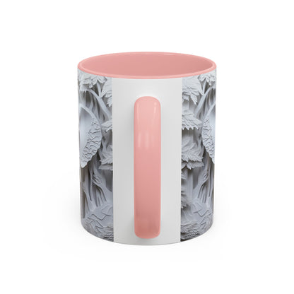 Elephant Relief Accent Coffee Mug — Grey Carved Jungle Design (11/15oz)