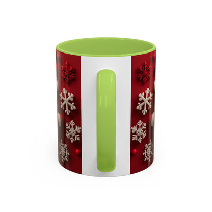 Santa Claus Pattern Mug | Red Snowflakes Christmas Coffee Cup