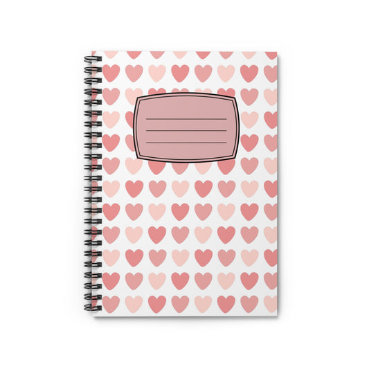 Pink Heart Pattern Spiral Notebook | Ruled Journal