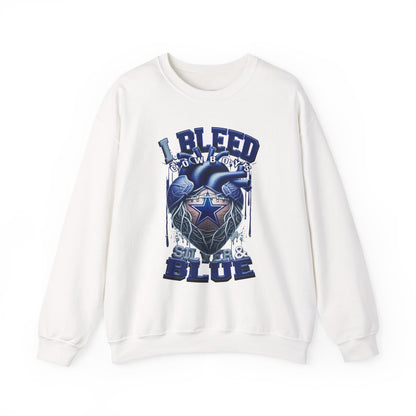 Customizable Cowboys Fan I Bleed Blue heart design Sweatshirt | Sports fan apparel