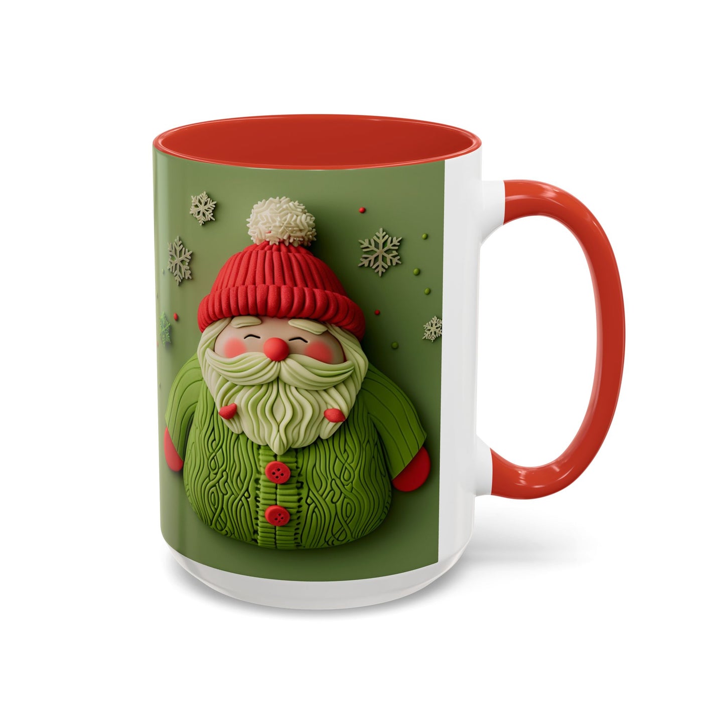 Green Knit Santa Mug | Accent Coffee Mug