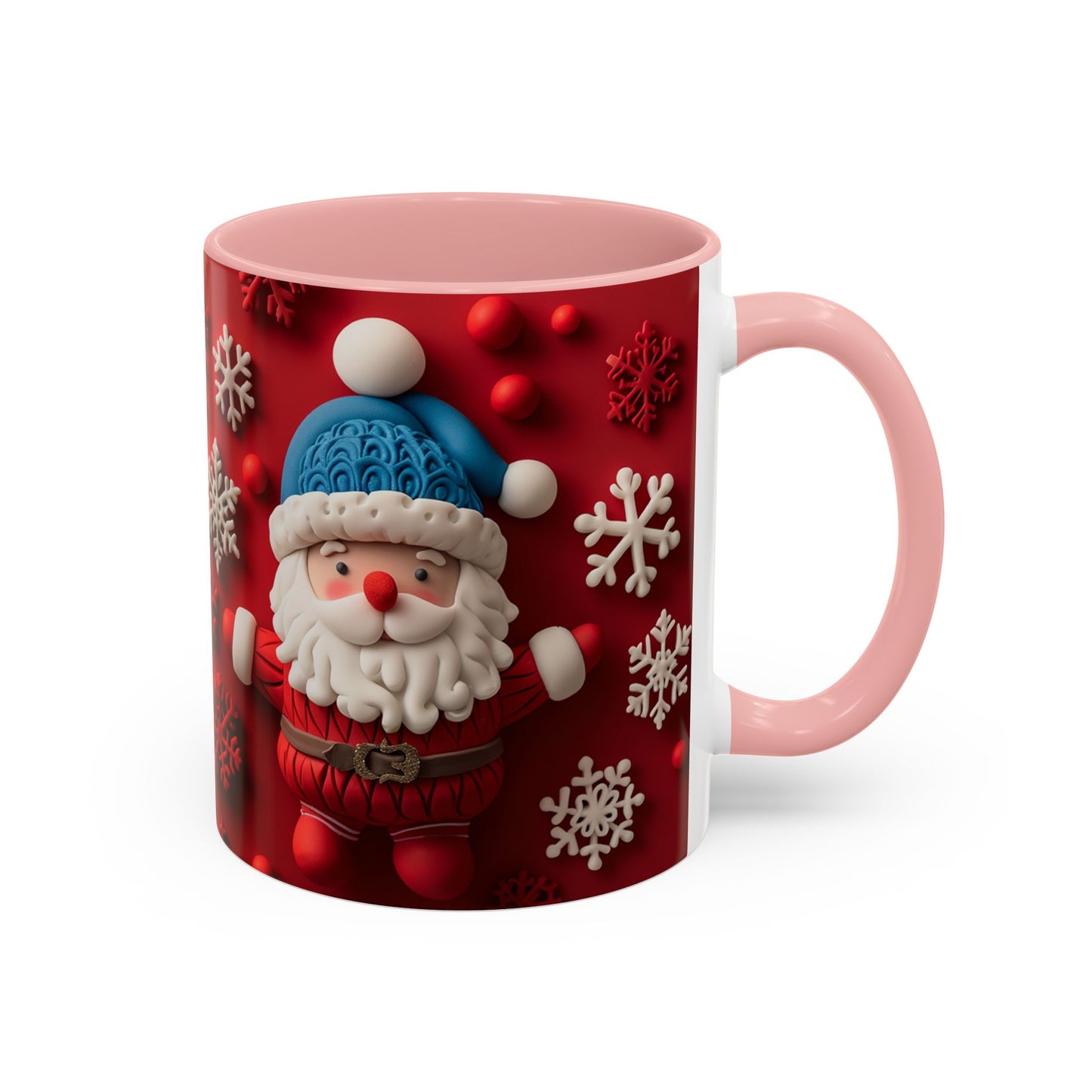 Santa Claus Pattern Mug | Red Snowflakes Christmas Coffee Cup