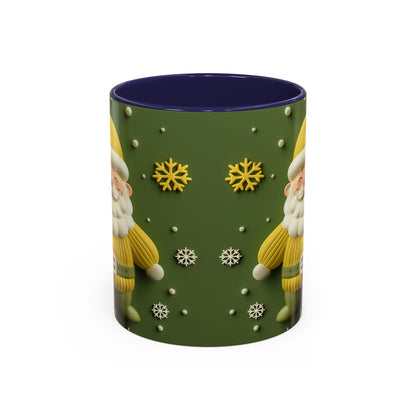 Yellow Santa Holiday Mug | Christmas Accent Coffee Mug (11,15oz)