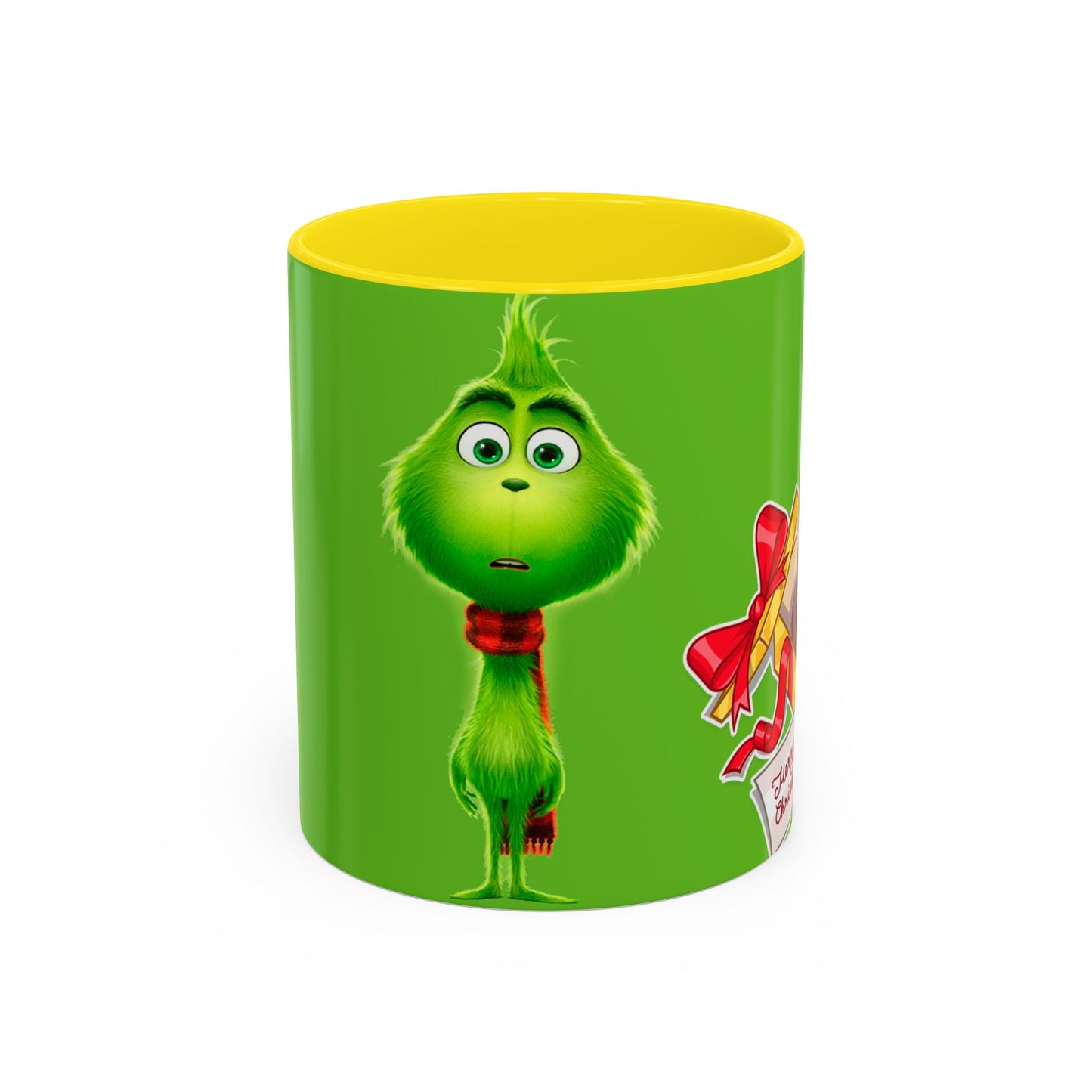 Grinch Character with Poop Present Mug | Accent Coffee Mug