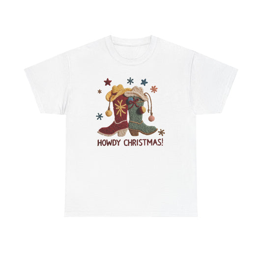 Howdy Christmas Jester Hat Tee | Holiday Western Santa Shirt