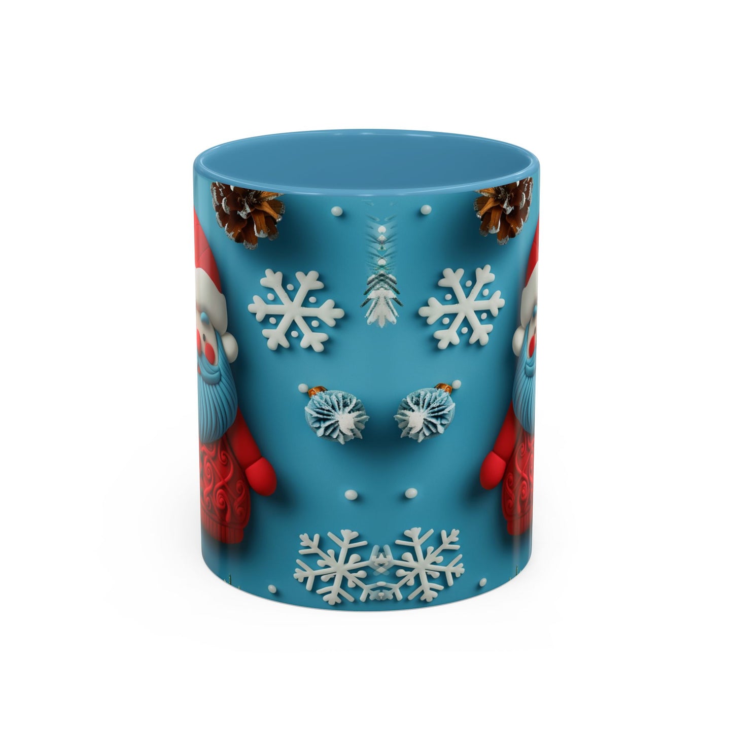 Blue Santa Claus Mug | Snowflakes Holiday Coffee Mug