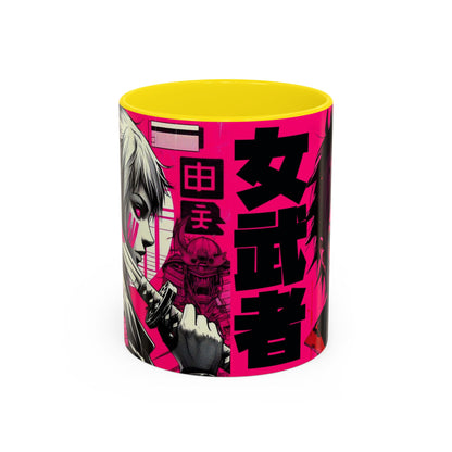 Neon Anime Samurai Mug | Accent Coffee Mug 11oz 15oz