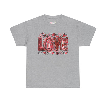 Love Doodle T-Shirt | Hand-Drawn Hearts, Valentine Typography
