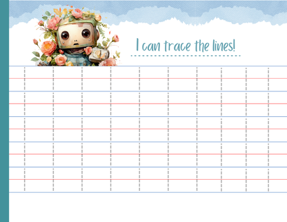 Line Tracing Pad - Robot Theme | Digital Download