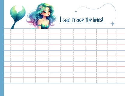 Line Tracing Pad - Mermaid Theme | Digital Download