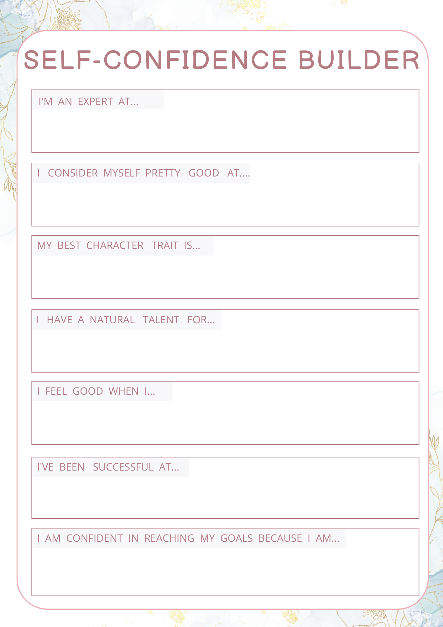 Self Confidence Planner | Digital Download