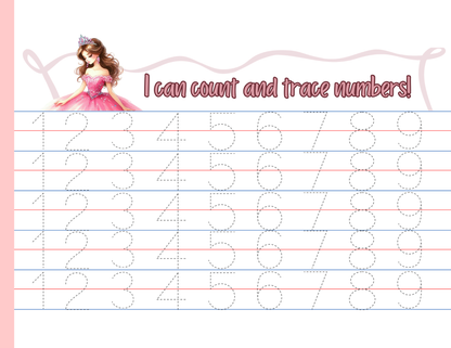 Number Tracing Pad - Princess Theme | Digital Download