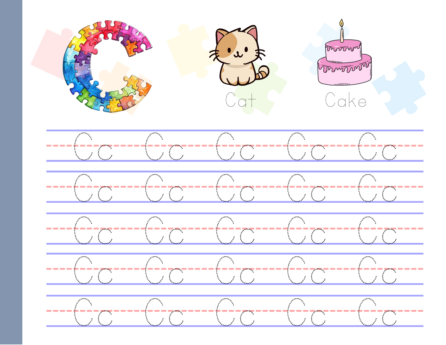 Alphabet Tracing Pad - Jigsaw Theme | Digital Download
