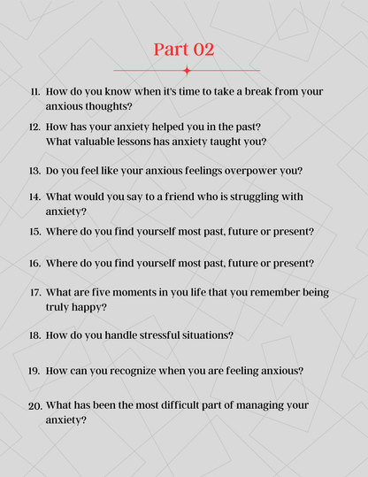 100 Deep Anxiety Prompts Journal | Digital Download for Mental Health & Self-Care Digital Download