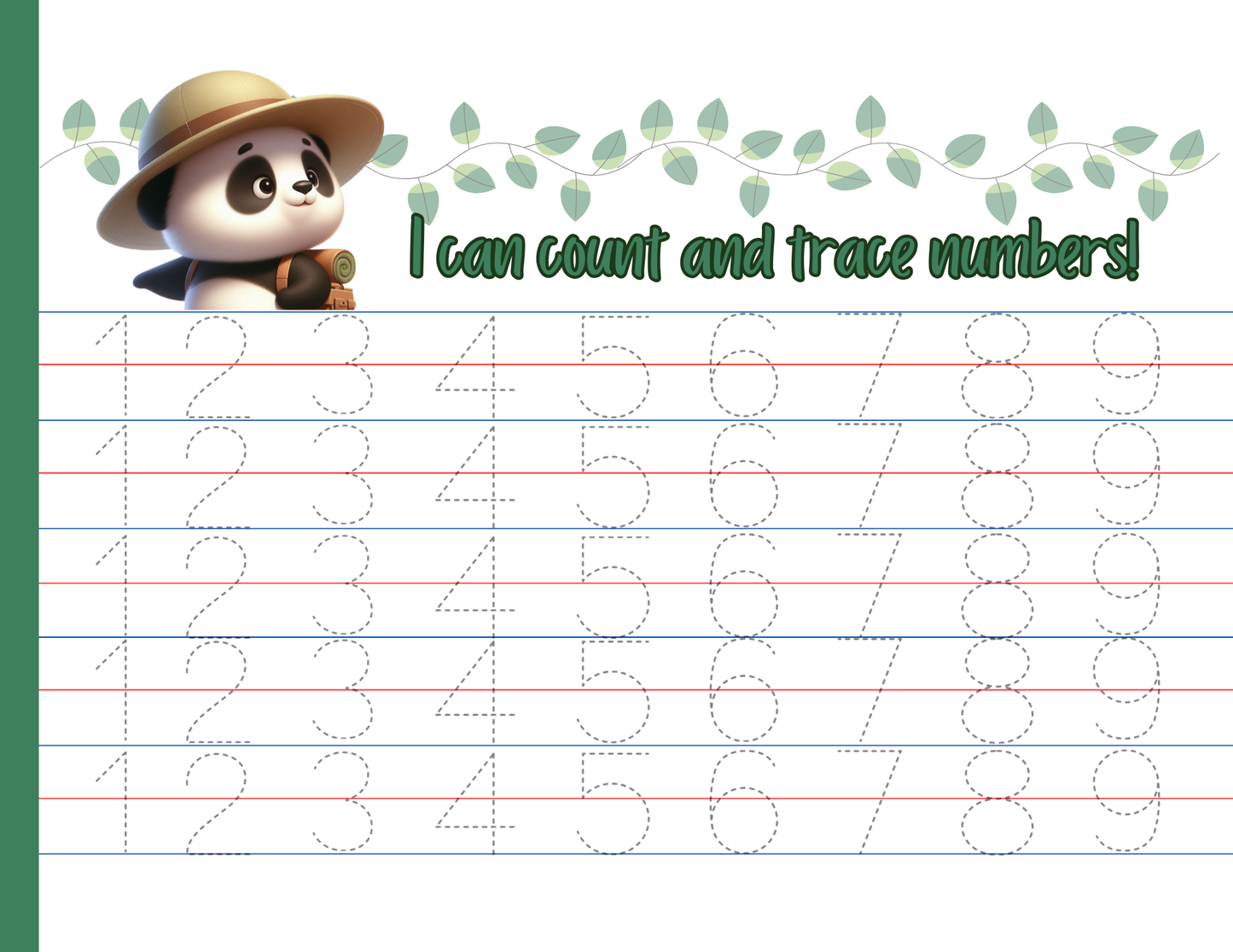 Number Tracing Pad - Safari Theme | Digital Download