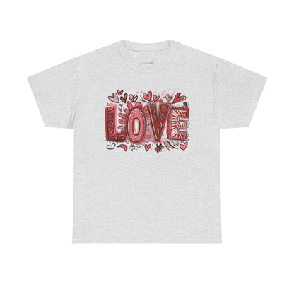 Love Doodle T-Shirt | Hand-Drawn Hearts, Valentine Typography