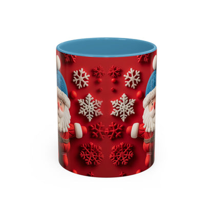 Santa Claus Pattern Mug | Red Snowflakes Christmas Coffee Cup