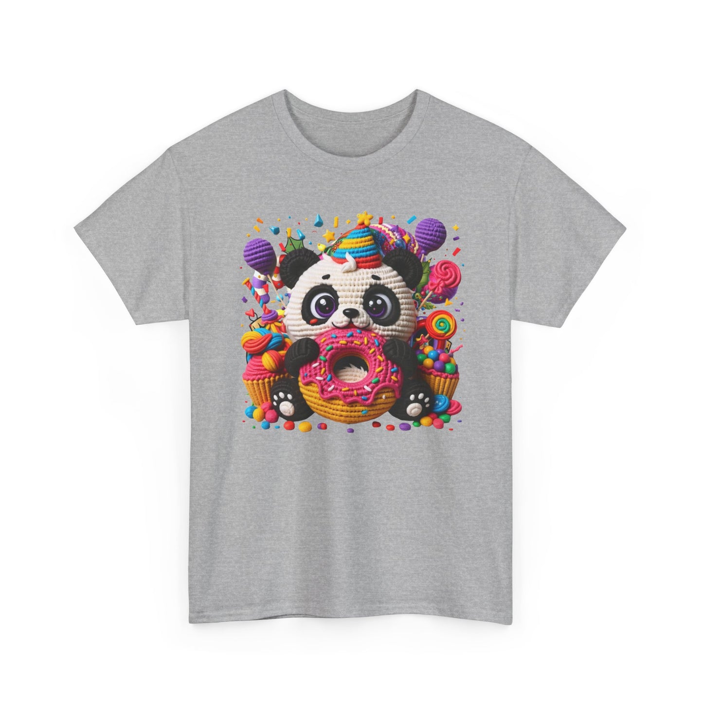 Cute Panda with Donut Tee | Colorful Candy Party Graphic