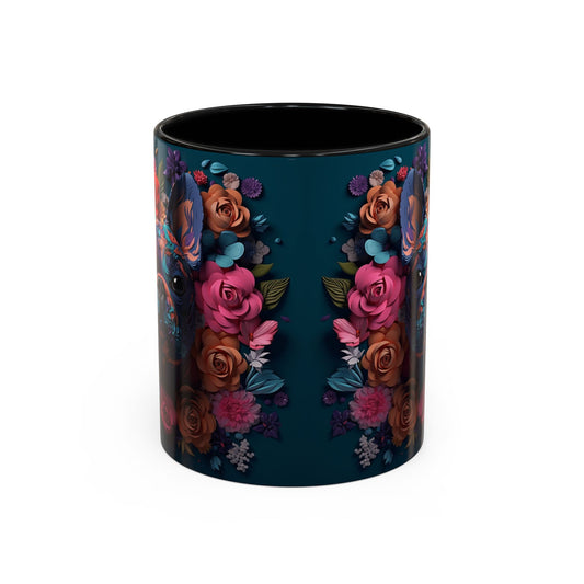 Floral French Bulldog Accent Coffee Mug  Colorful Dog Art 11/15oz