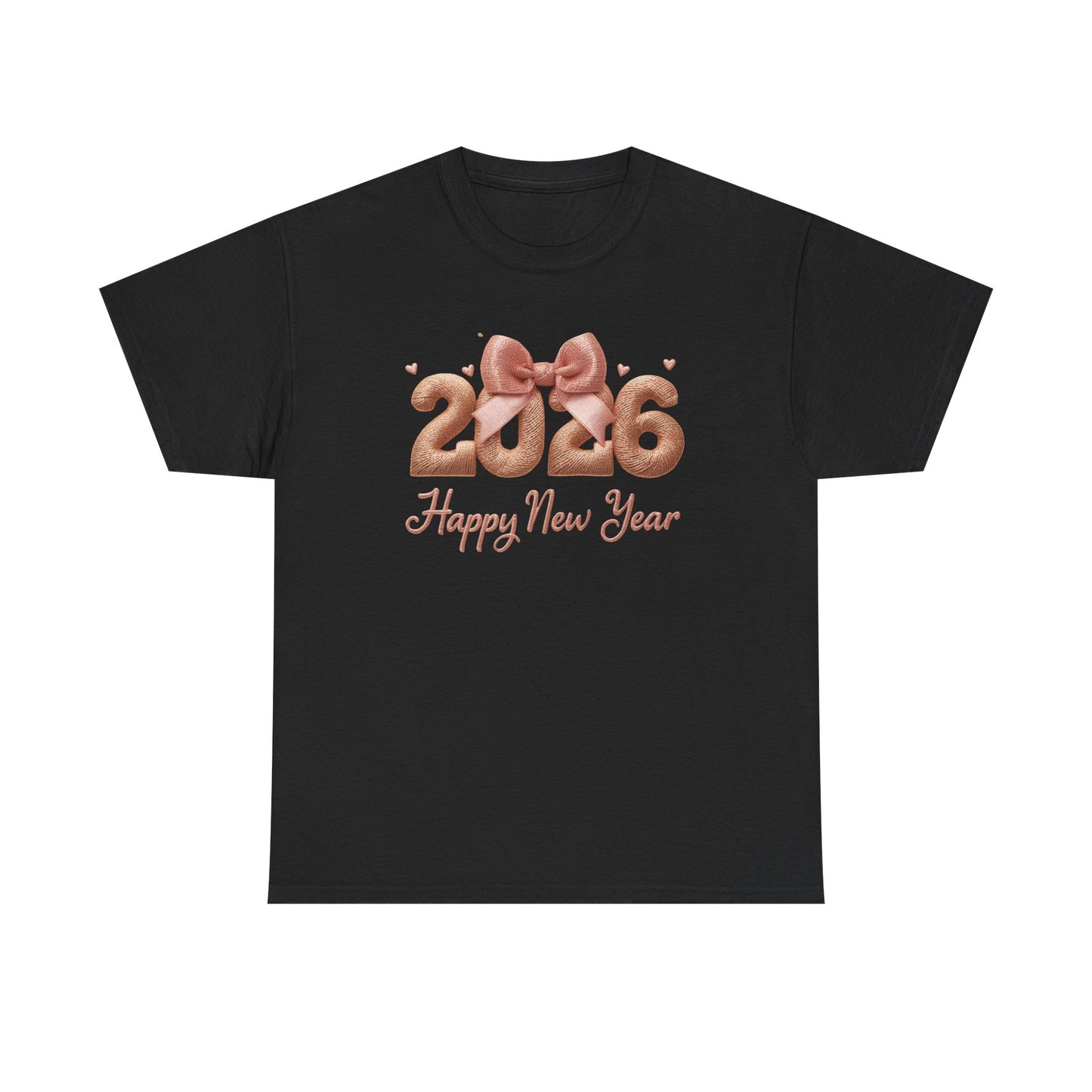 2026 Happy New Year T-Shirt Rose Gold Balloon Numbers Graphic Tee