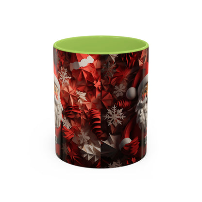 Santa Claus Mug | Christmas Santa Coffee Mug, Red Snowflake Holiday Ceramic