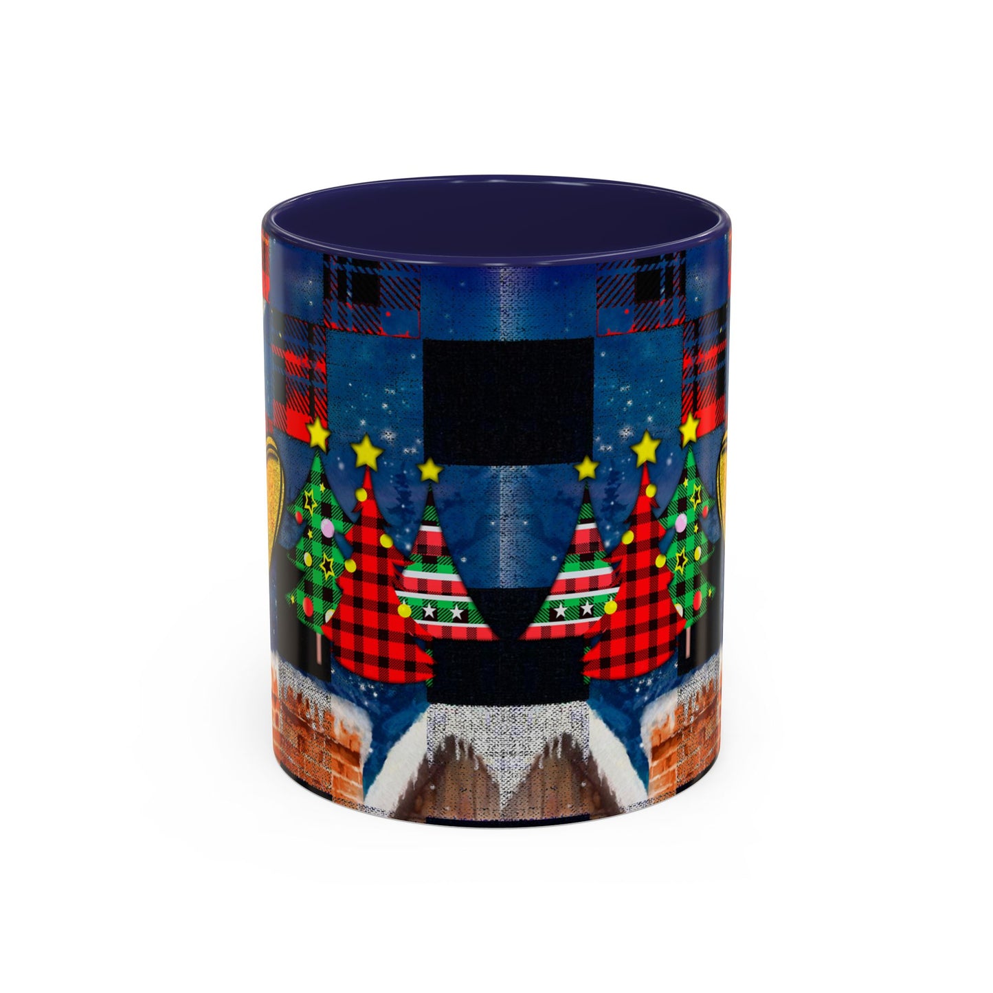 Plaid Christmas Trees Heart Mug | Accent Coffee Mug