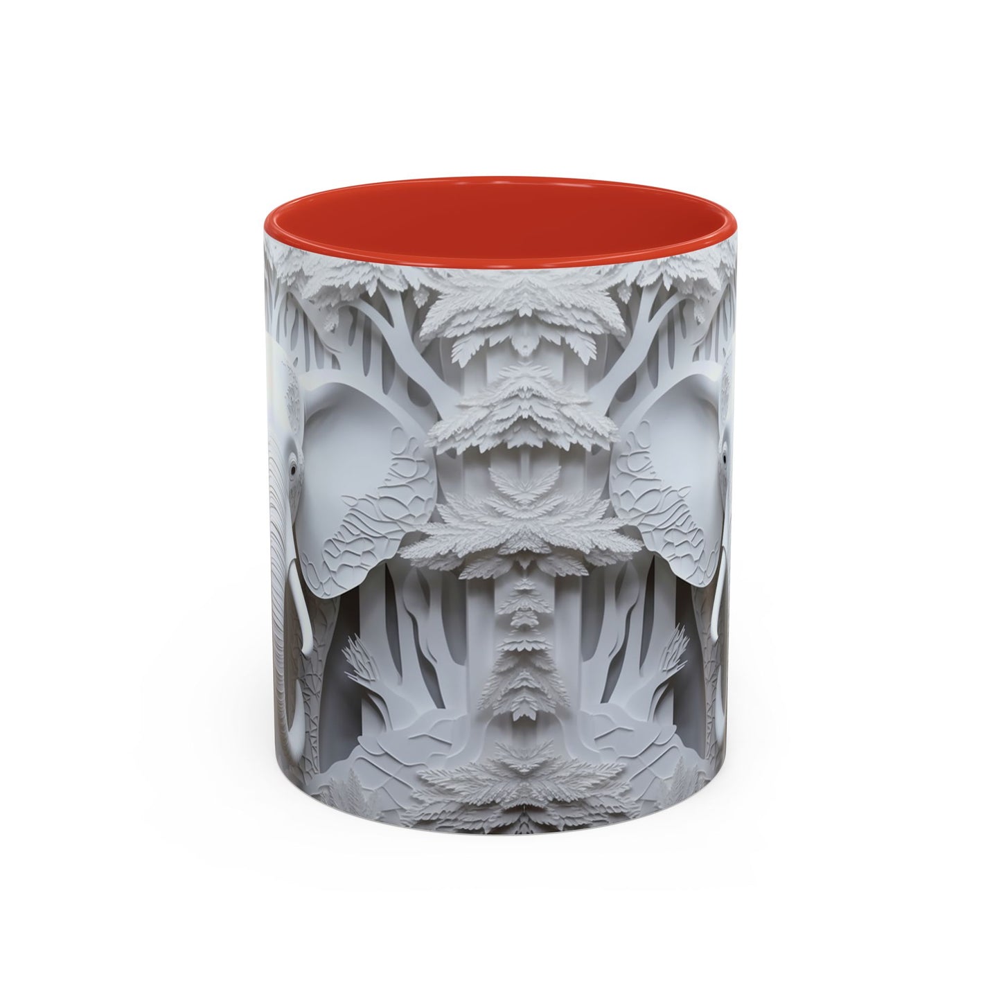 Elephant Relief Accent Coffee Mug — Grey Carved Jungle Design (11/15oz)