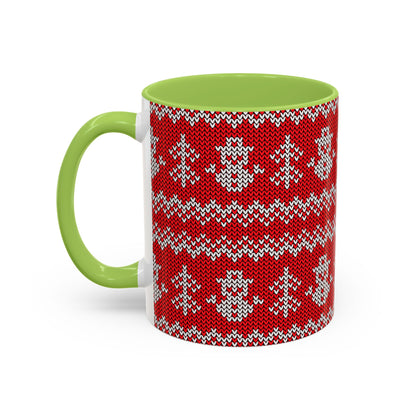 Snowman Knit Pattern Accent Mug | Christmas Holiday Coffee Cup