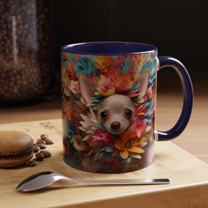 Chihuahua Floral Wreath Accent Coffee Mug — Colorful Pet Lover Gift (11/15oz)