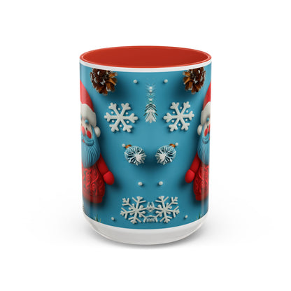 Blue Santa Claus Mug | Snowflakes Holiday Coffee Mug