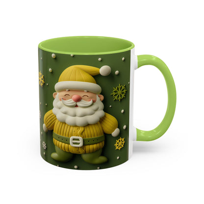 Yellow Santa Holiday Mug | Christmas Accent Coffee Mug (11,15oz)