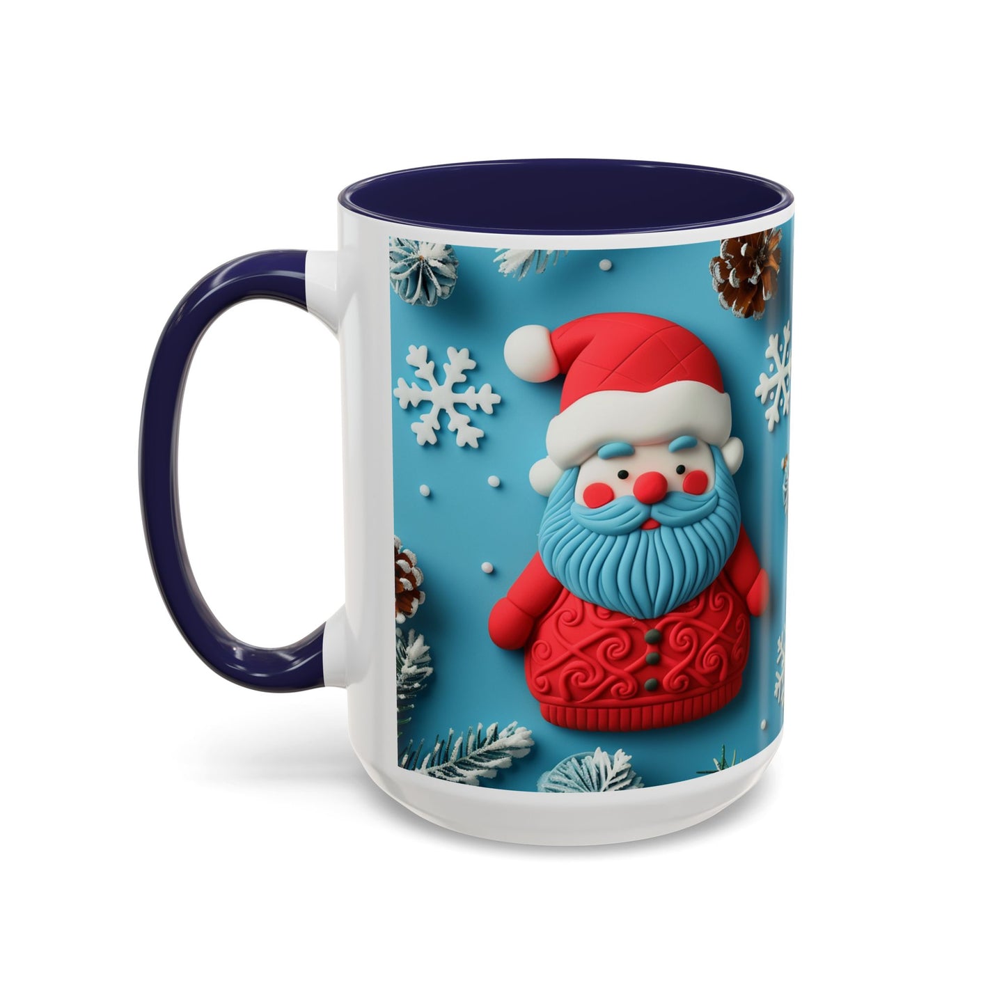Blue Santa Claus Mug | Snowflakes Holiday Coffee Mug