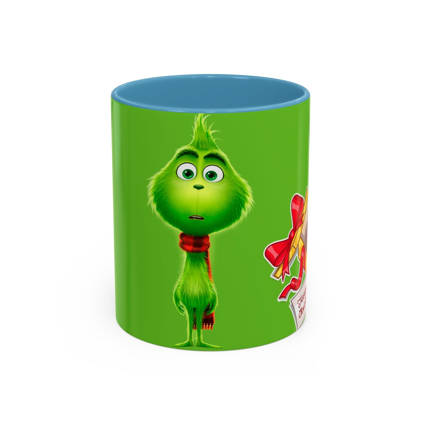 Grinch Character with Poop Present Mug | Accent Coffee Mug