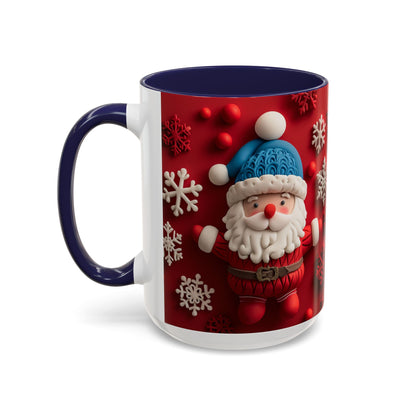 Santa Claus Pattern Mug | Red Snowflakes Christmas Coffee Cup