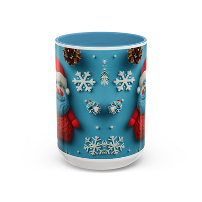 Blue Santa Claus Mug | Snowflakes Holiday Coffee Mug