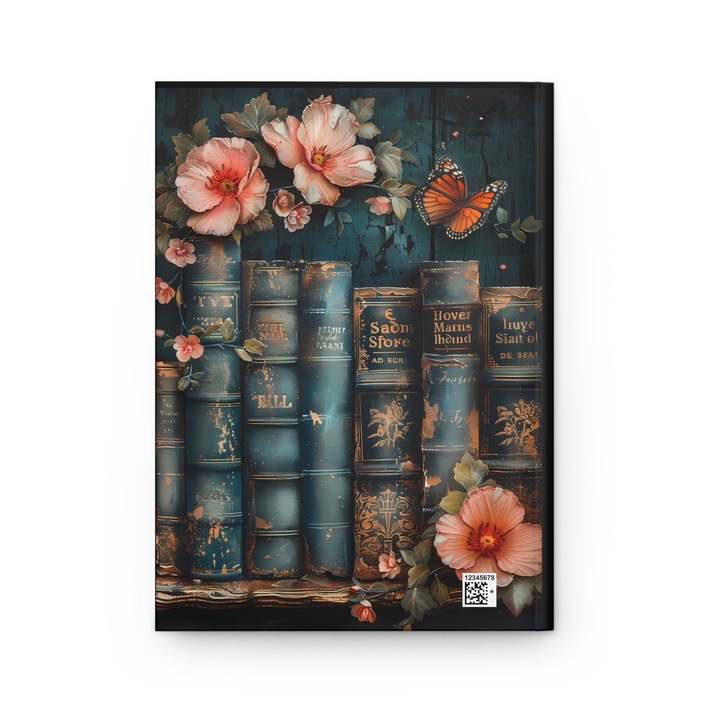 Vintage Book Floral Illustration Hardcover Journal | Botanical Butterflies