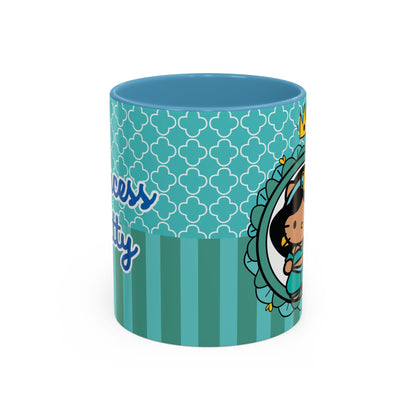 Princess Girl Cartoon Teal Accent Coffee Mug | 11oz 15oz