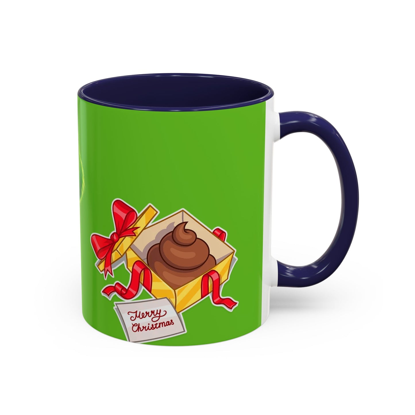 Grinch Character with Poop Present Mug | Accent Coffee Mug