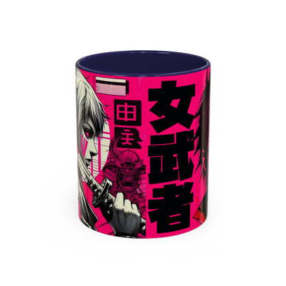Neon Anime Samurai Mug | Accent Coffee Mug 11oz 15oz