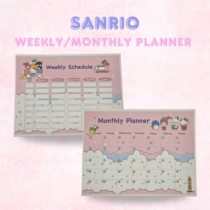 Sanrio Inspired Weekly/Monthly Planner pad | Personalizable/ Customizable