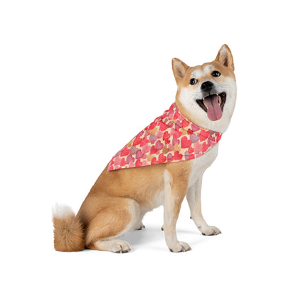 Valentine Watercolor Hearts Pet Bandana – Romantic Pink Dog & Cat Accessory