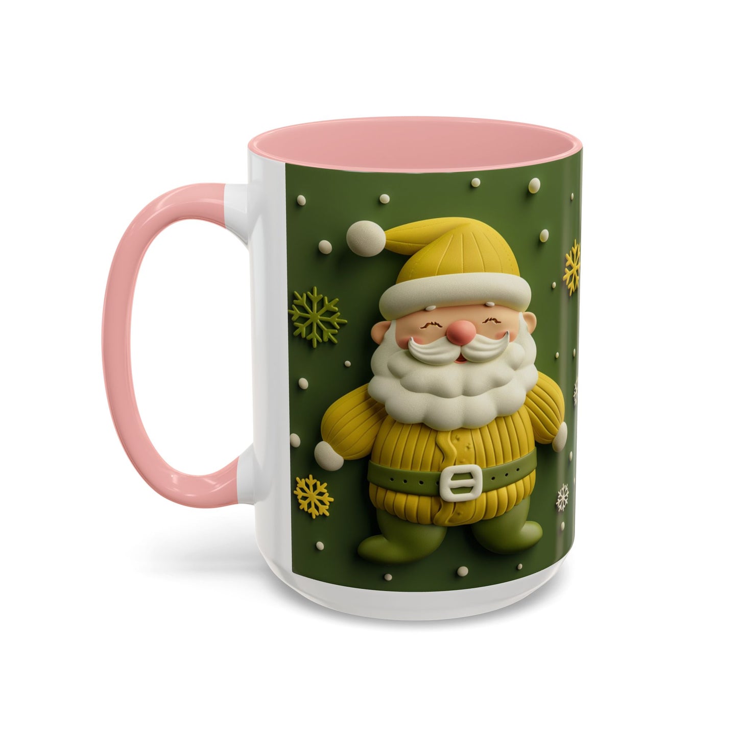 Yellow Santa Holiday Mug | Christmas Accent Coffee Mug (11,15oz)