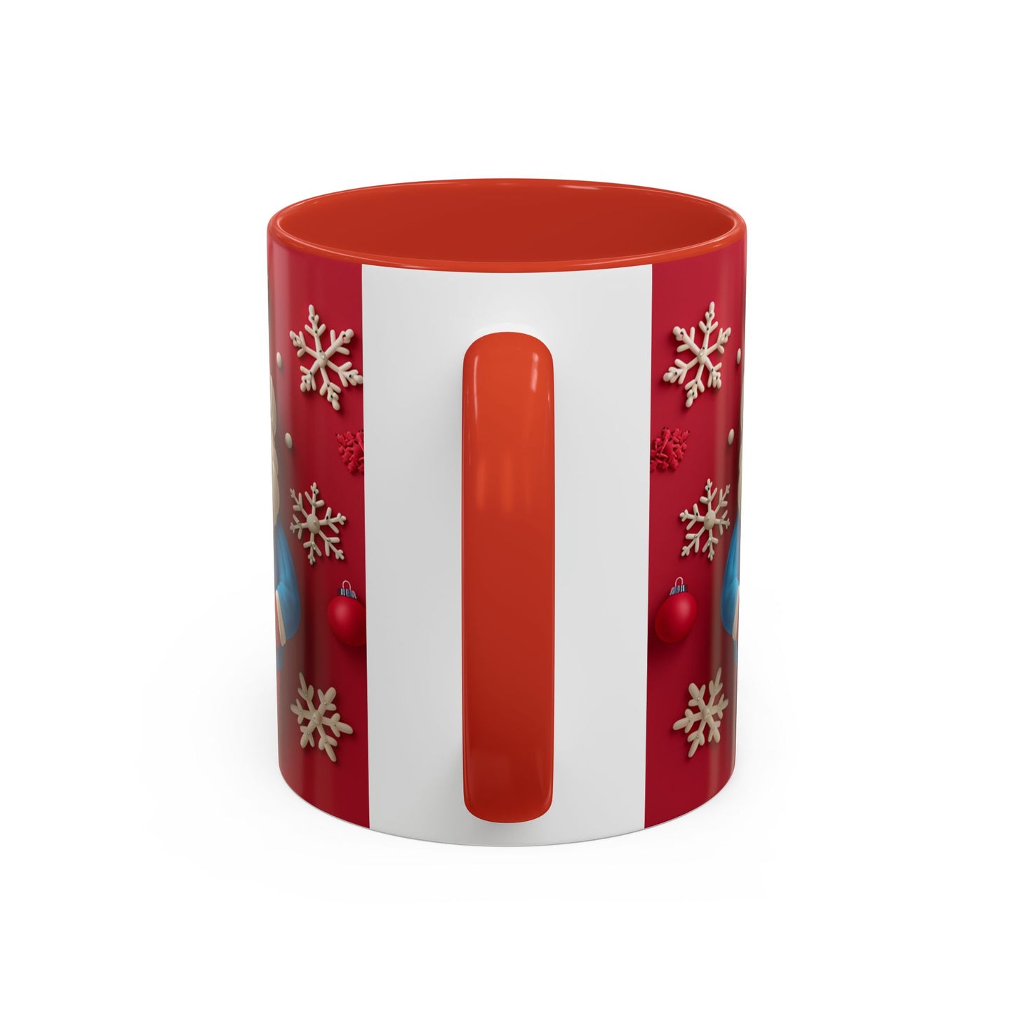 Clay Santa Pattern Mug | Christmas Snowflake Accent Coffee Mug
