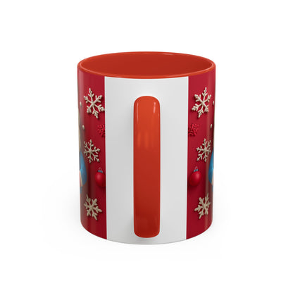 Clay Santa Pattern Mug | Christmas Snowflake Accent Coffee Mug