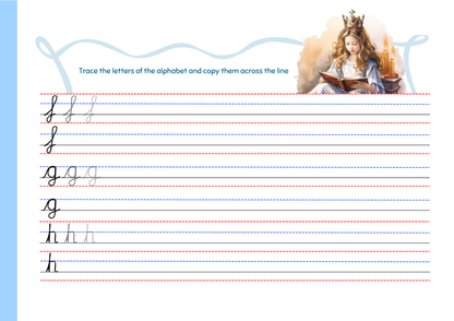 Cursive Letter Tracing Pad - Princess Theme | Digital Download