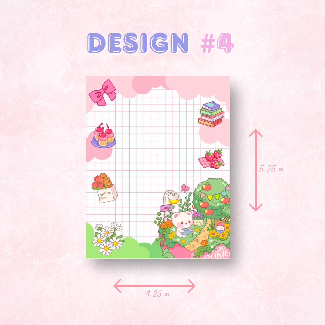 Kawaii Sticky Notepads | 50 Sheets (4.25 in x 5.25 in)